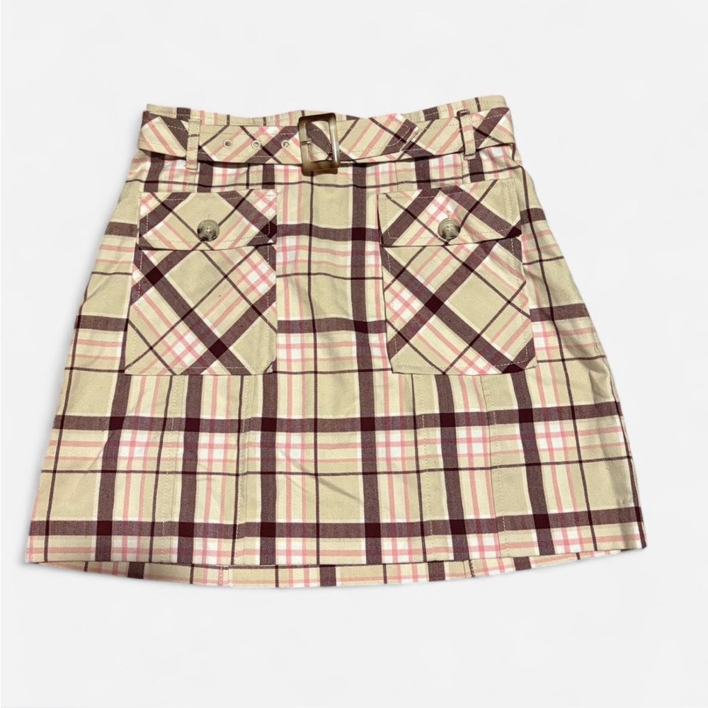 Free people plaid high waisted mini skirt